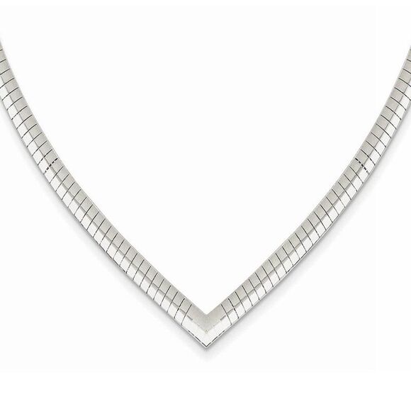 4mm Sterling Silver V-shaped Cubetto Chain Necklace, 17 Inch - Picture 1 of 7